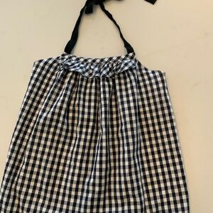 EUC ribbon tie halter gingham top